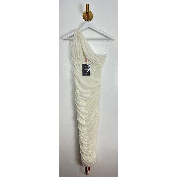 HOUSE OF CB Valentina Asymmetric Cutout One-Shoulder Midi Dress in Ivory XS NWT - Picture 6 of 16